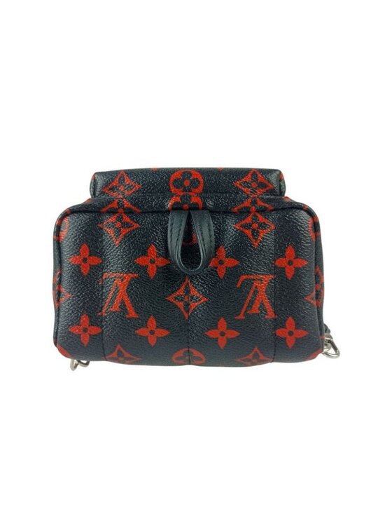 Louis Vuitton Backpack Palm Springs Mini Black Red Monogram Enfrarge Silver